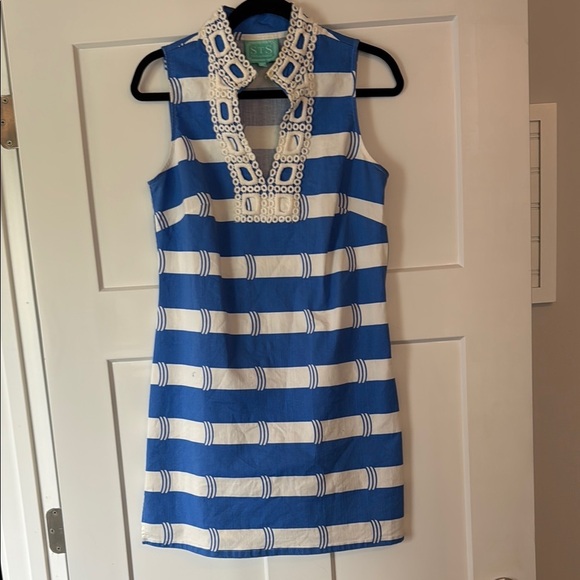 Sale To Stable Blue and White Striped Sleeveless Dress sz m - Picture 1 of 4